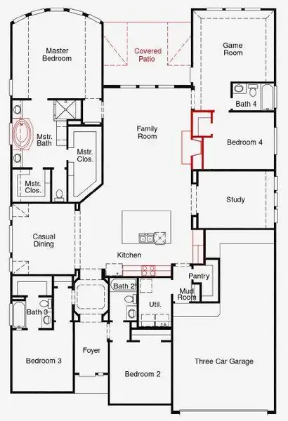 2D floor plan layout of this home in The Meadows at Imperial Oaks, Spring, TX (Image 2). 2D floor plan layout of this home in The Meadows at Imperial Oaks, Spring, TX (Image 2).