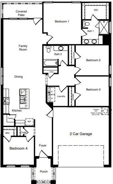 D.R. Horton's Biloxi floorplan - All Home and community information, including pricing, included features, terms, availability and amenities, are subject to change at any time without notice or obligation. All Drawings, pictures, photographs, video, square footages, floor plans, elevations, features, colors and sizes are approximate for illustration purposes only and will vary from the homes as built.