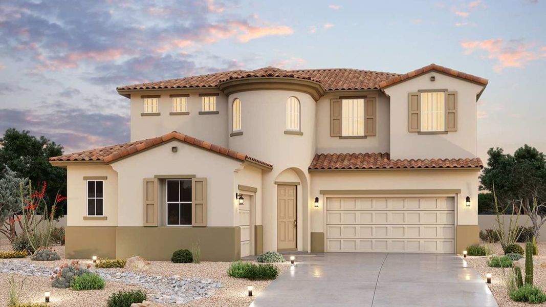 Representative exterior photo of a completed home built from the Indigo by Brightland Homes in Arroyo Seco - Hacienda, Buckeye, AZ (Image 4).