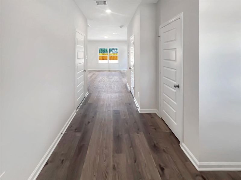 The Oriole II- Foyer leading into the Family Room. Home under construction, photo used for illustrative purposes only, colors and options will vary.