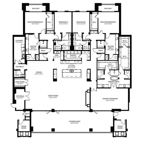 2D floor plan layout for the 5 bedroom by Creativ Design + Build in ICON at Silverleaf, Scottsdale, AZ (Image 1).
