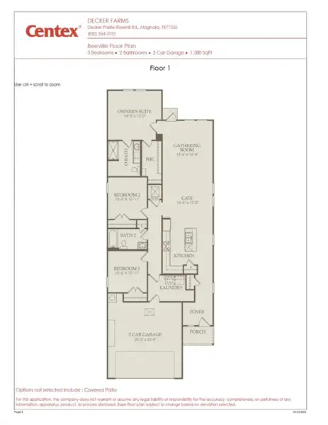 2D floor plan layout of this home in Decker Farms, Magnolia, TX (Image 2).