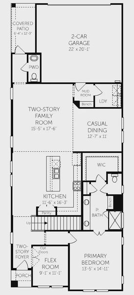 2D floor plan layout for the Williamson by Coventry Homes in Pecan Square, Northlake, TX (Image 3).