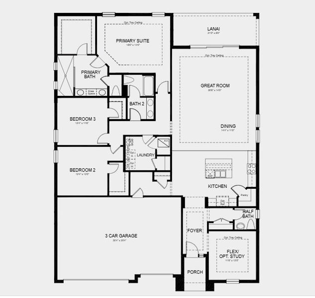 2D floor plan layout for the Magdalen by Taylor Morrison in Headwaters at Lofton Creek, Yulee, FL (Image 5).