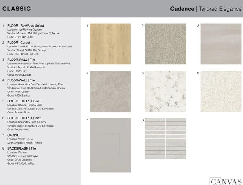 1909 Beech Ridge Drive design selections. Home is currently under construction and selections are subject to change.