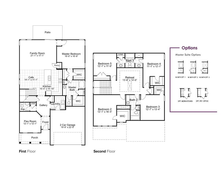 2D floor plan layout for the Sullivan by Hunter Quinn Homes in Montague Lakes, Easley, SC (Image 3).