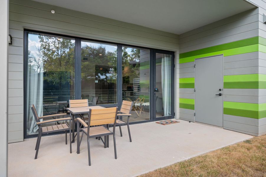 Exterior details and patio area of a home in , Austin (Image 2). Exterior details and patio area of a home in , Austin (Image 2).