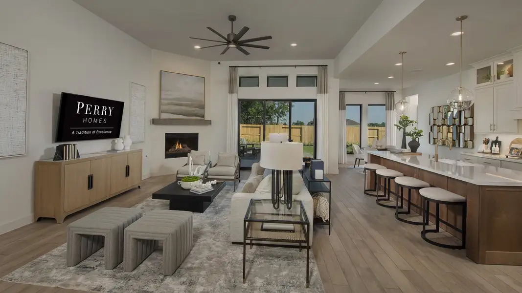 Representative furnished interior of a home built from the Design 3094W by Perry Homes in The Colony 60', Bastrop (Image 4). Representative furnished interior of a home built from the Design 3094W by Perry Homes in The Colony 60', Bastrop (Image 4).