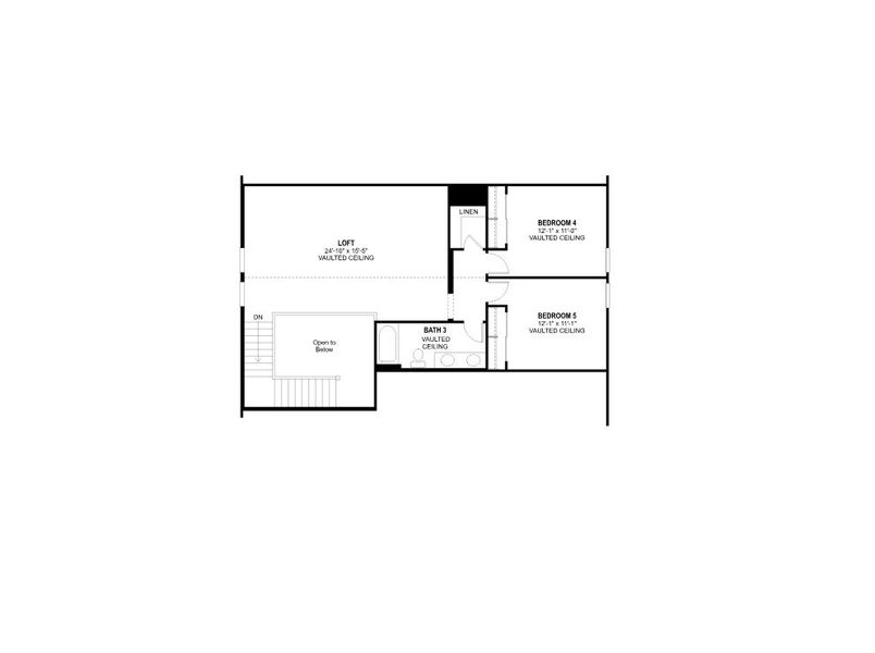 2D floor plan layout for the Live Oak w/Loft by Fulton Homes in Groves at Barney Farms, Queen Creek, AZ (Image 4).