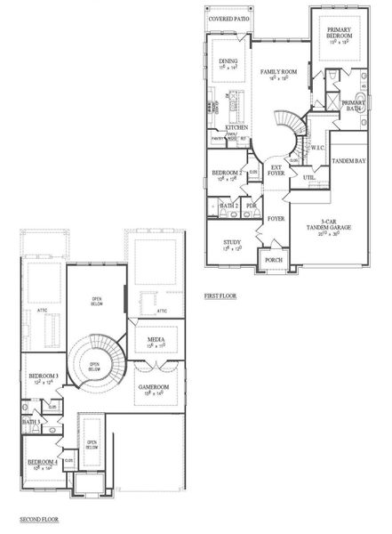 2D floor plan layout of this home in Wolf Ranch - 55', Georgetown, TX (Image 4).