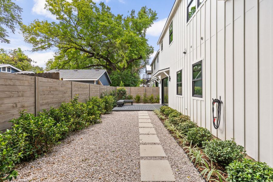 Fenced backyard with a deck Fenced backyard with a deck