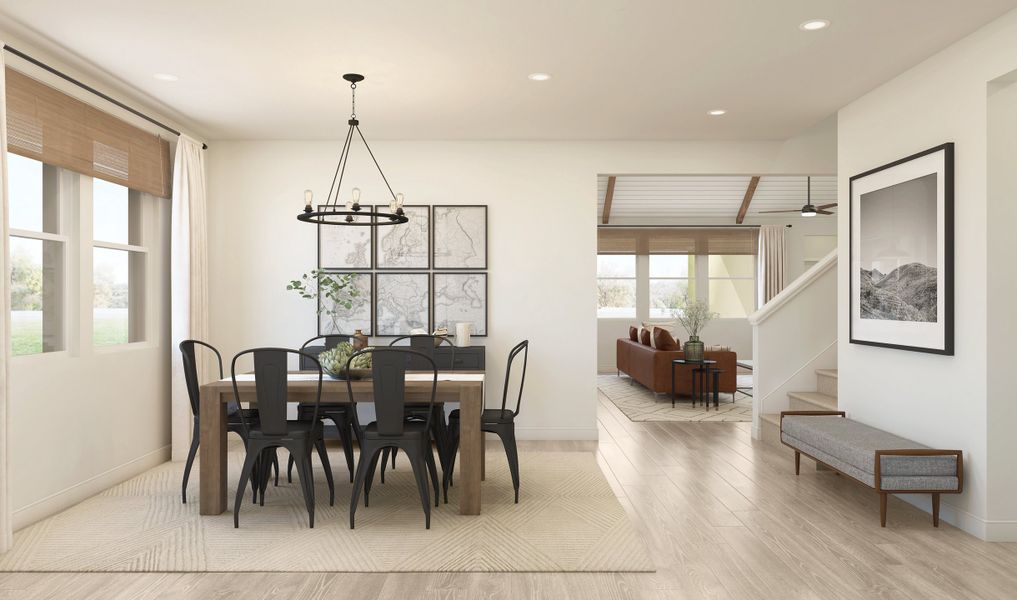 Dining room with luxurious wood flooring