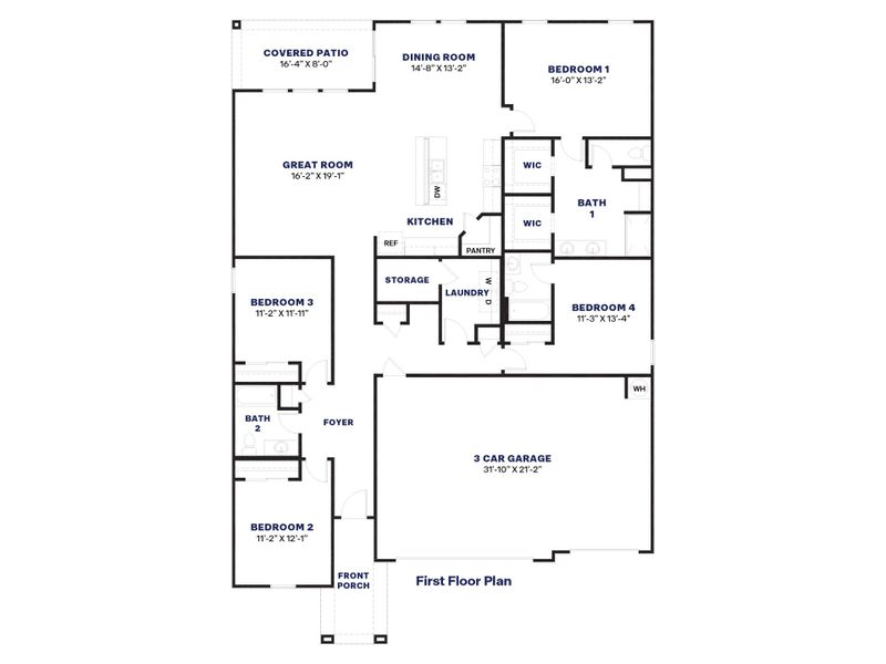 2D floor plan layout of this home in Carlton Commons, Casa Grande, AZ (Image 4). 2D floor plan layout of this home in Carlton Commons, Casa Grande, AZ (Image 4).