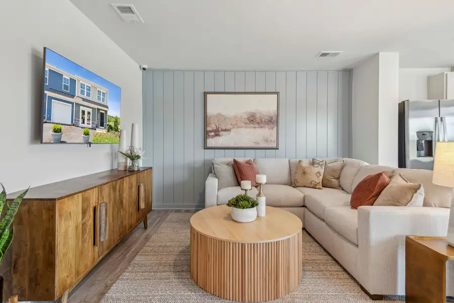 Representative furnished interior of a home built from the The Rutledge by Stanley Martin Homes in Essence at Trinity Townhomes, Columbia (Image 12).