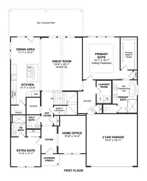 2D floor plan layout for the Cordoba by K. Hovnanian® Homes in Sundance Cove, Crosby, TX (Image 3). 2D floor plan layout for the Cordoba by K. Hovnanian® Homes in Sundance Cove, Crosby, TX (Image 3).
