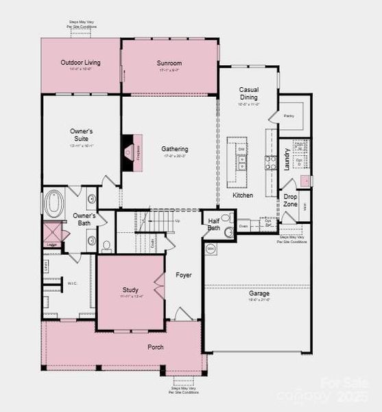 Additional Highlights Include: Gourmet kitchen, sunroom, study in place of flex, fireplace at great room, shower ledge at primary bath, laundry tub, and shower in place of tub at upstairs bathroom. Photos are for representative purposes only.