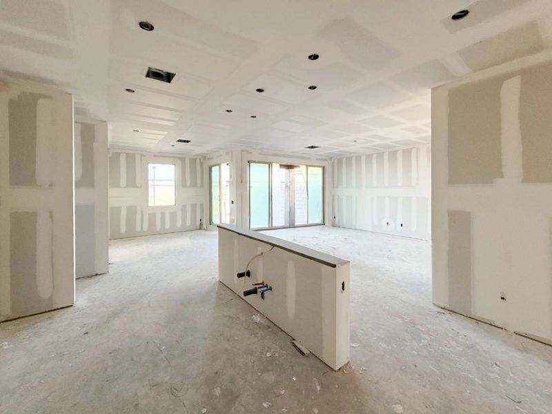 Kitchen, great room and dining