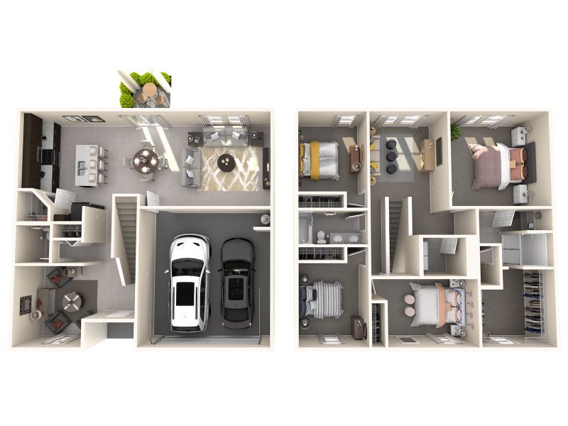 2D floor plan layout for the Marigold by Meritage Homes in Hampton Park - Classic Series, Vero Beach, FL (Image 2).