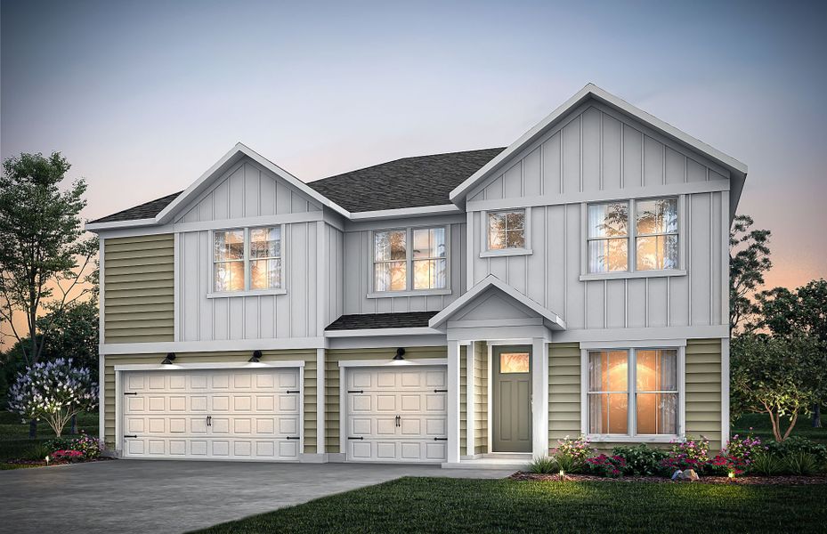 Front exterior of a new home in Sparrow Creek, Boiling Springs, SC, highlighting curb appeal (Image 1). Front exterior of a new home in Sparrow Creek, Boiling Springs, SC, highlighting curb appeal (Image 1).