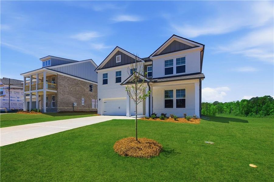 Front exterior of a new home in Bowers Farm, McDonough, GA, highlighting curb appeal (Image 18).