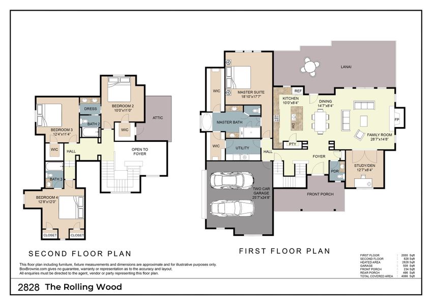 2D floor plan layout for the Rolling Wood by Trinity Classic Homes in Freeman Ranch, Weatherford, TX (Image 5).