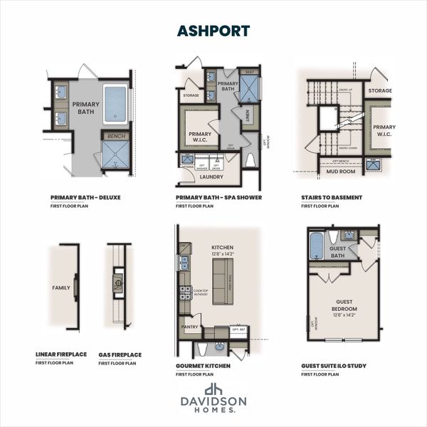 2D floor plan layout for the The Ashport K by Davidson Homes LLC in Montrose, Aberdeen, NC (Image 6).