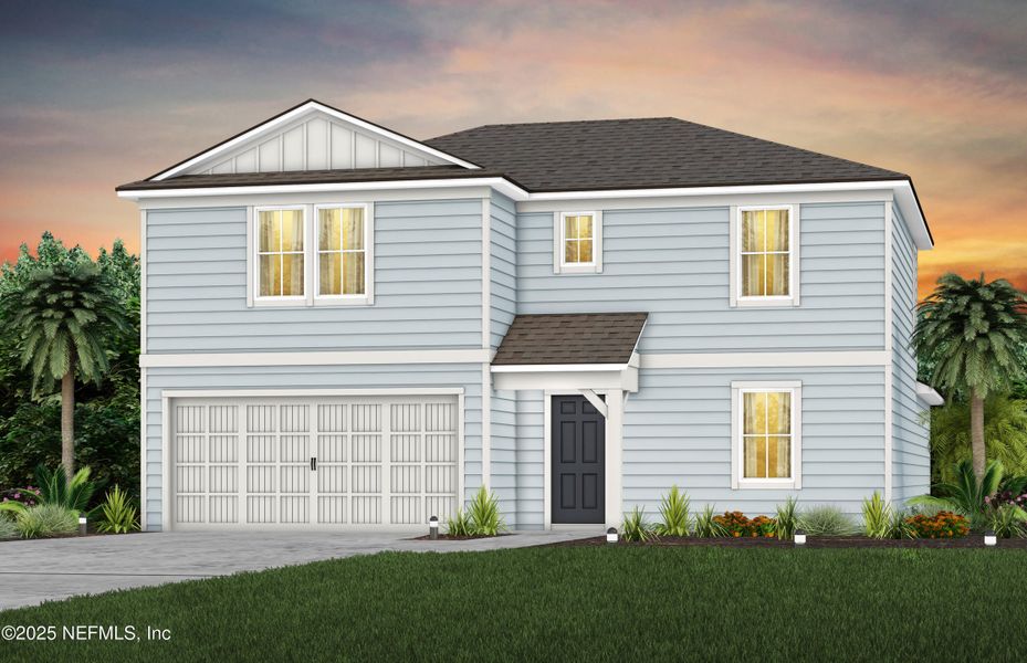 Front exterior of a new home in Wells Landing, Jacksonville, FL, highlighting curb appeal (Image 1). Front exterior of a new home in Wells Landing, Jacksonville, FL, highlighting curb appeal (Image 1).