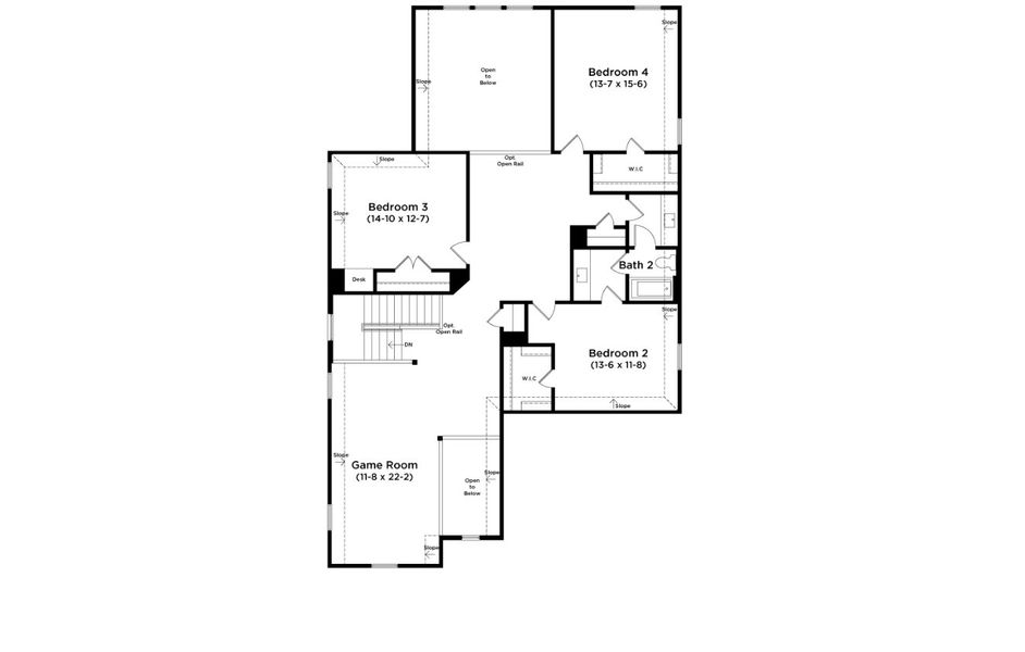 2D floor plan layout for the Elm by DRB Homes in Infinity Square, Kyle, TX (Image 4).