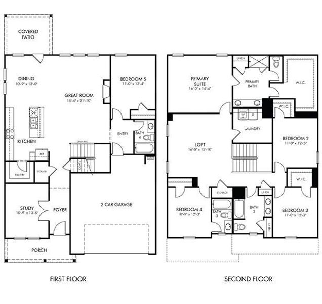 2D floor plan layout of this home in Westmont Preserve, Powder Springs, GA (Image 5).