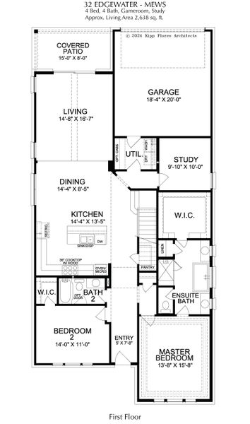 2D floor plan layout for the The Edgewater - Mews Lots by Landon Homes in Lake Park, Rowlett, TX (Image 75).