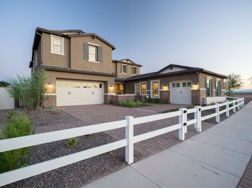 Front exterior of a new home in Elegance at Eastmark, Mesa, AZ, highlighting curb appeal (Image 6).