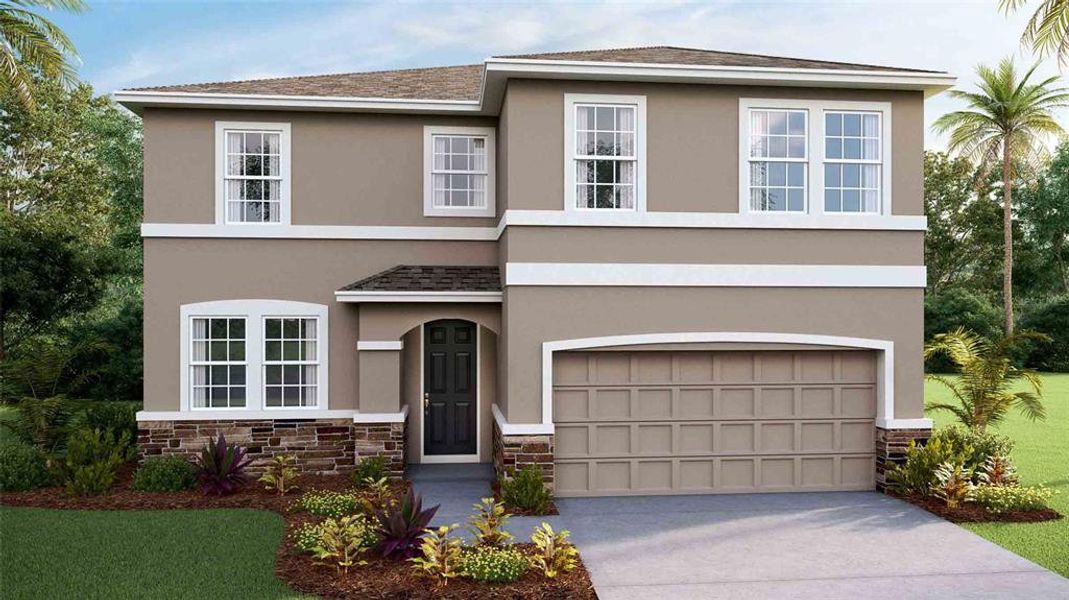 Front exterior of a new home in Sandal Key, Weeki Wachee, FL, highlighting curb appeal (Image 1). Front exterior of a new home in Sandal Key, Weeki Wachee, FL, highlighting curb appeal (Image 1).