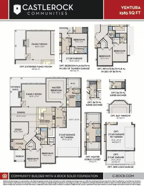 2D floor plan layout for the Ventura by CastleRock Communities in Lakesong, Grand Prairie, TX (Image 3).
