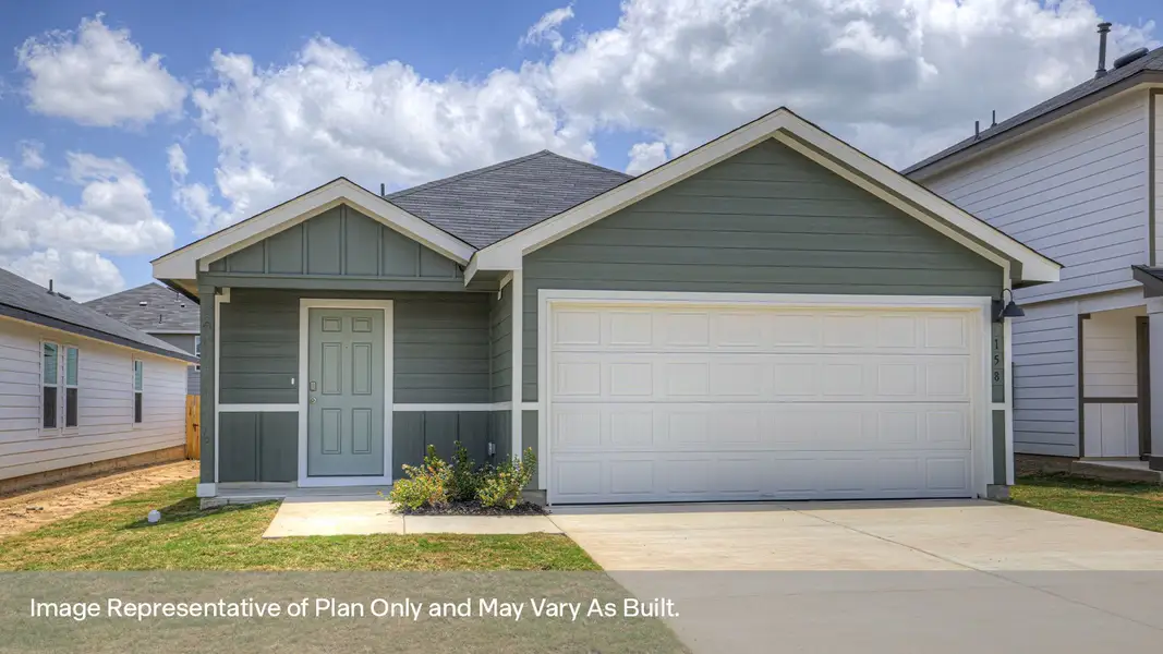 Front exterior of a new home in Sunset Oaks, Maxwell, TX, highlighting curb appeal (Image 2). Front exterior of a new home in Sunset Oaks, Maxwell, TX, highlighting curb appeal (Image 2).