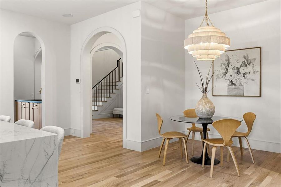 Bright interiors featuring light wood-finish flooring Bright interiors featuring light wood-finish flooring