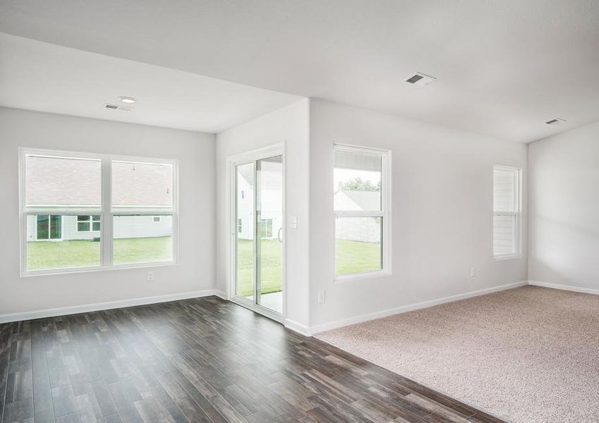 Dining nook and living room.