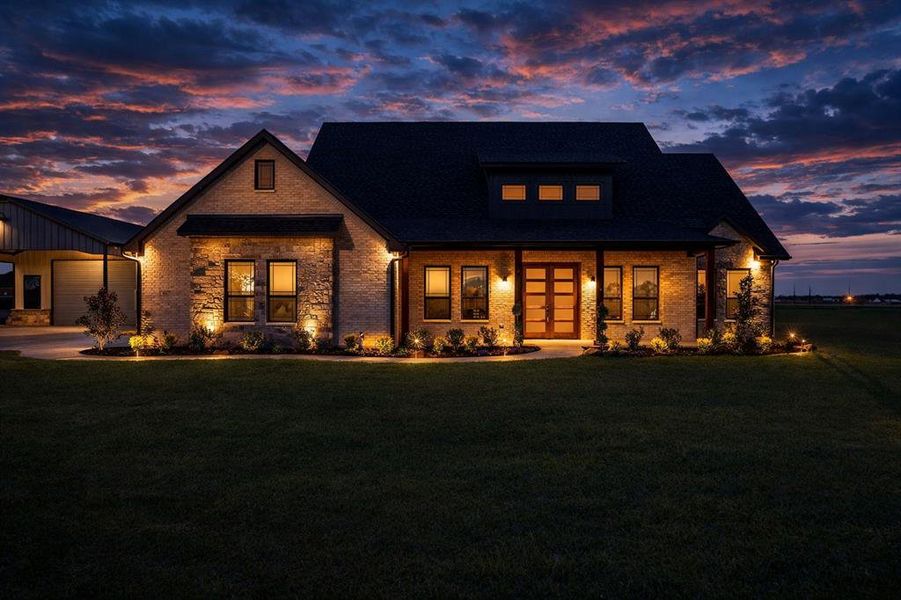 Front exterior of a new home in , Celeste, TX, highlighting curb appeal (Image 25).