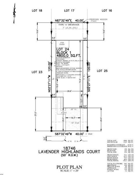 18746 Lavender Highlands Court Preliminary Plot Plan 18746 Lavender Highlands Court Preliminary Plot Plan