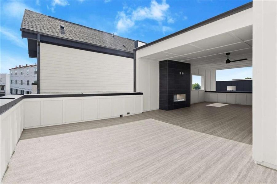 Exterior details and patio area of a home in The Gathering – Alpharetta, Alpharetta (Image 26).