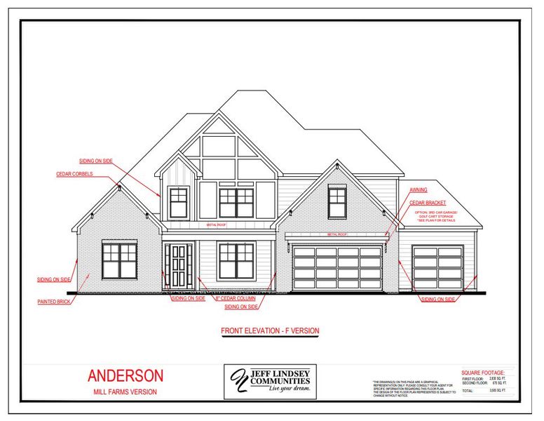 Representative rendering of the exterior for the Anderson F by Jeff Lindsey Communities (Image 1).