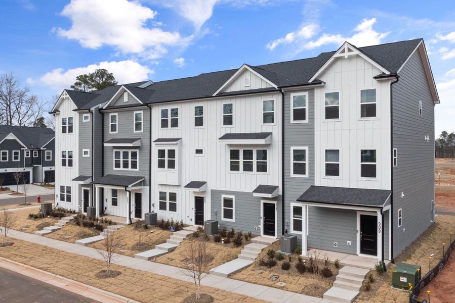 Front exterior of a new home in Everton, Durham, NC, highlighting curb appeal (Image 28).