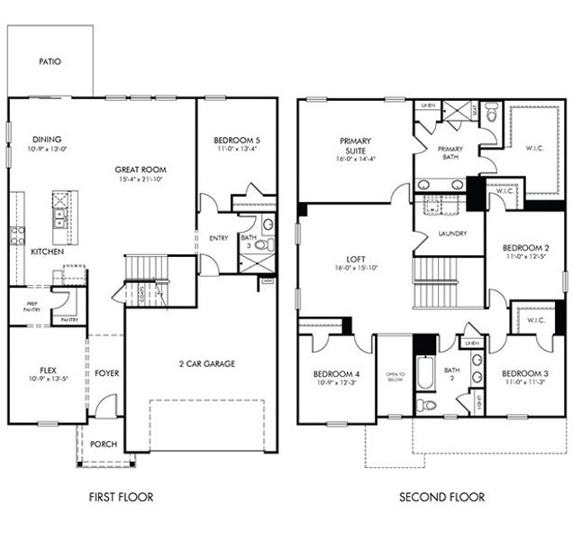 2D floor plan layout for the Johnson by Meritage Homes in Clear Pond - The Coastline Series, Myrtle Beach, SC (Image 3).