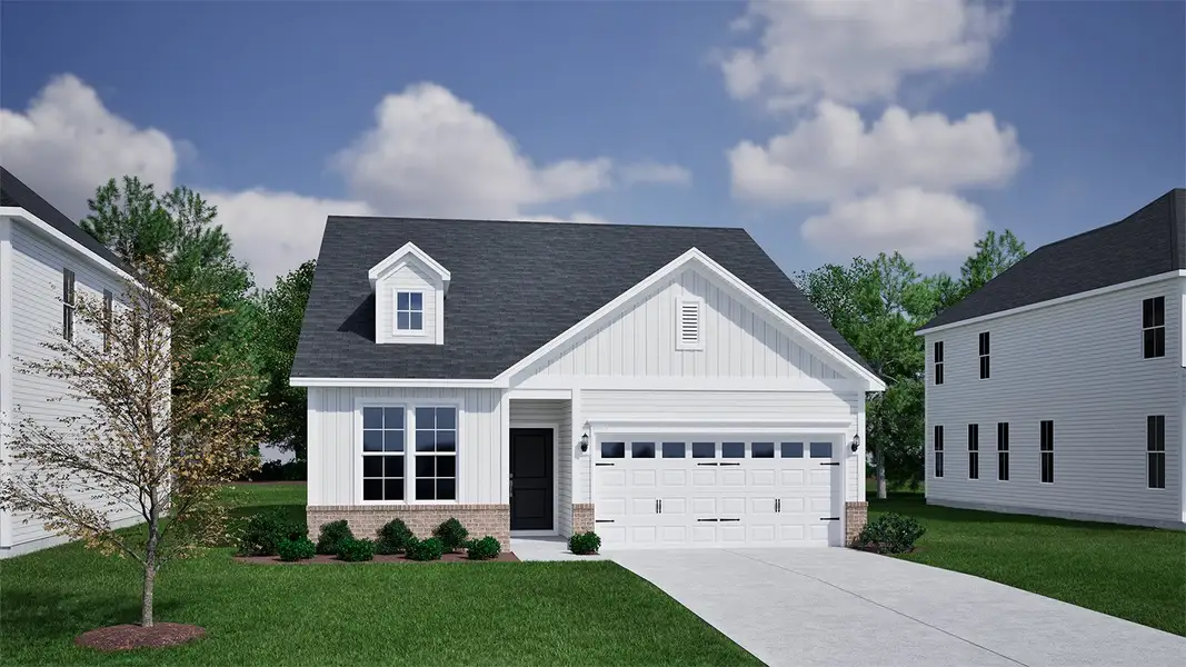 Representative exterior photo of a completed home built from the Clark - Vanguard Collection by Mungo Homes in Ovation at Sweetbrier, Durham, NC (Image 6).