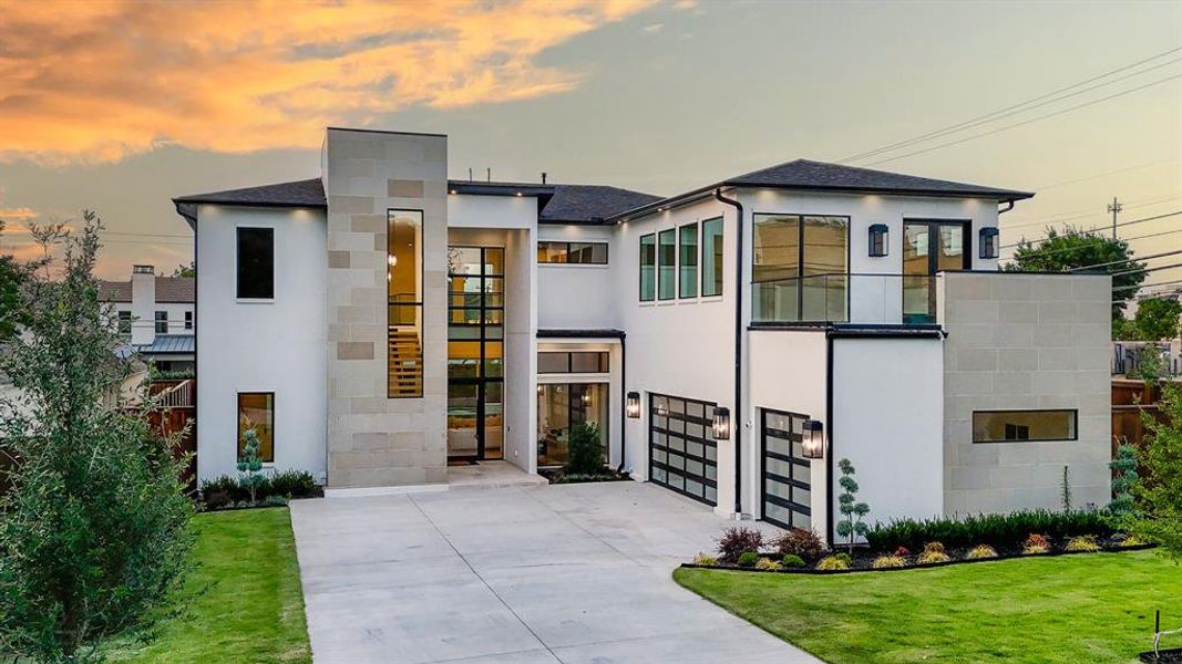 Contemporary home featuring a yard