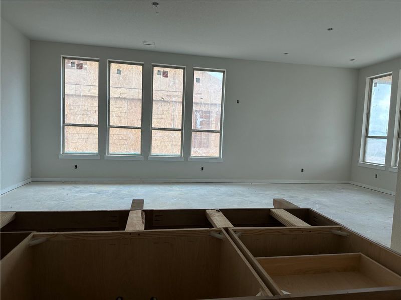 View from sink looking into family room