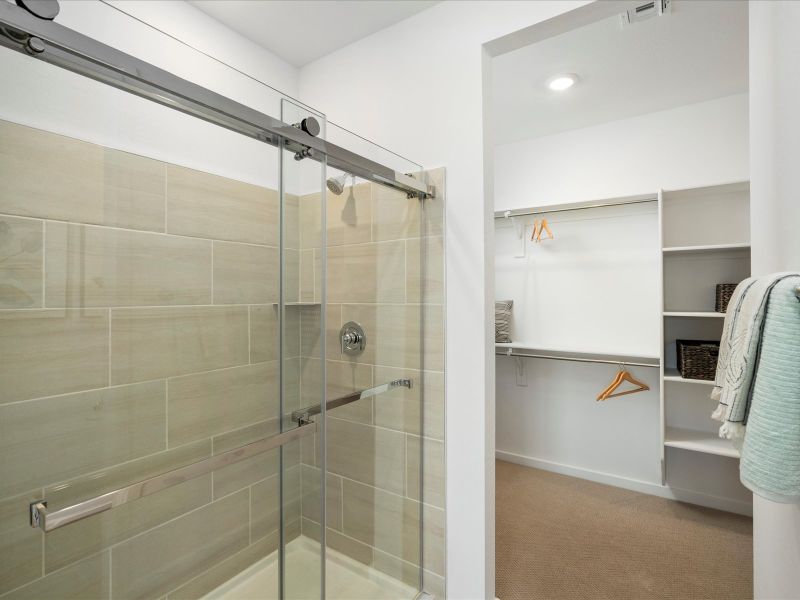 Primary Bathroom in the Arlo Floorplan modeled at Abel Ranch