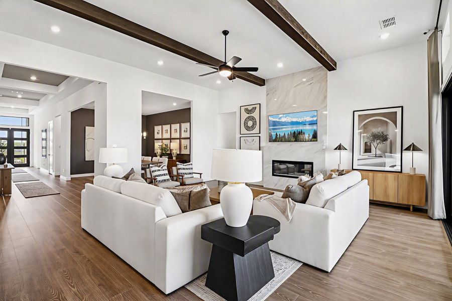 Furnished interior view inside a new home in Blue Creek Trails, Richmond (Image 10). Furnished interior view inside a new home in Blue Creek Trails, Richmond (Image 10).