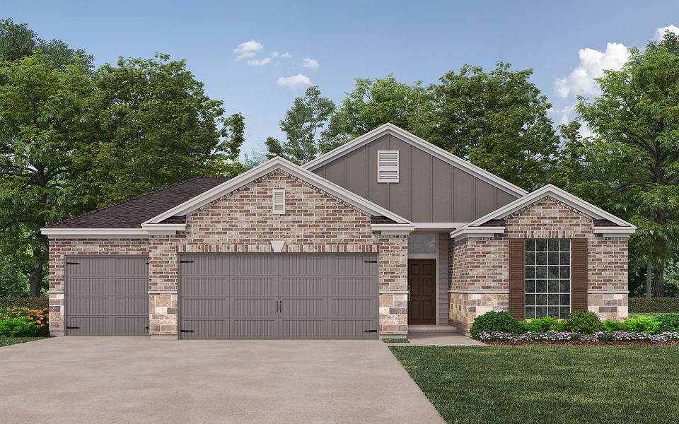 Representative exterior photo of a completed home built from the Grayson by Kendall Homes in River Ranch, Dayton, TX (Image 7).