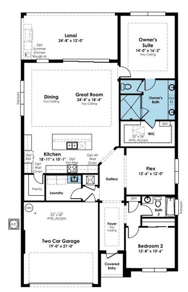 2D floor plan layout of this home in Woodland Preserve, Parrish, FL (Image 5).