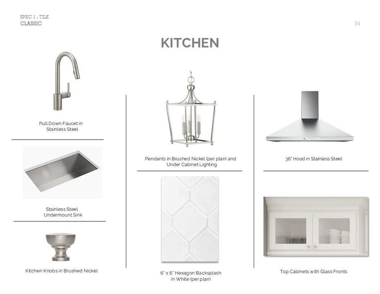 Classic Look Palette 3: Kitchen Selection Sheet (*Artist rendering used for illustration purposes only.)